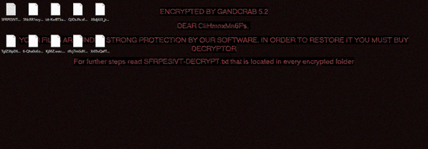 與之前的版本一樣，GandCrab 5.2顯示一個帶有警報的令人毛骨悚然的桌面壁紙