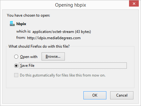 Firefox中的hbpix文件下载对话框